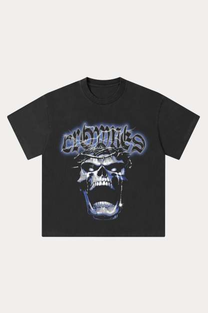 Evilnova Crowned Washed Streetwear T-Shirt-Evilnova