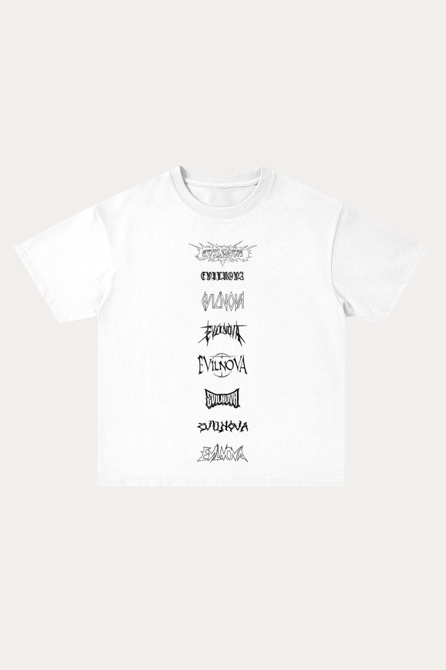 Evilnova Multi  Logo Cotton Oversize T-Shirt-Evilnova