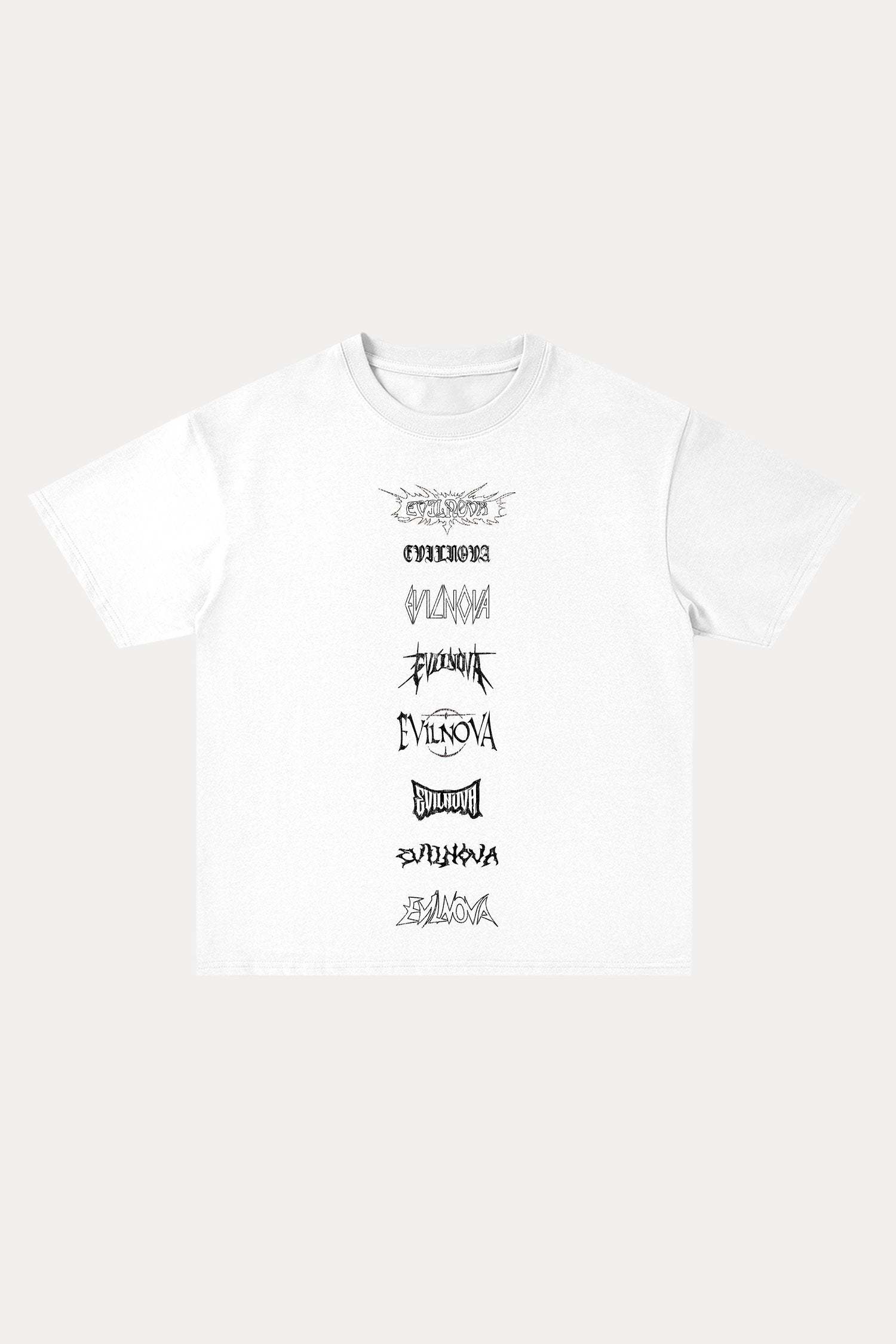 Evilnova Multi  Logo Cotton Oversize T-Shirt-Evilnova