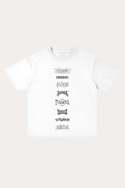 Evilnova Multi  Logo Cotton Oversize T-Shirt-Evilnova