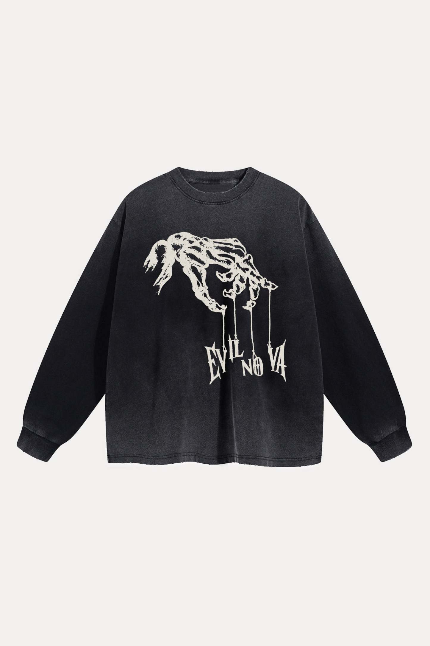 Evilnova Manipulation Washed Raw-Hem Long Sleeve Tee-Evilnova