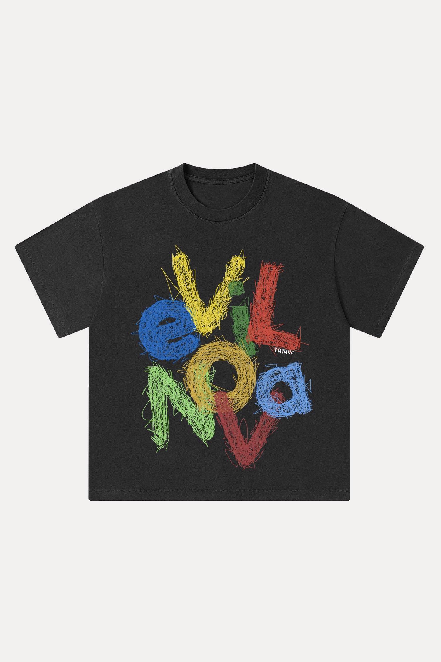 Evilnova Scrawl Logo Washed Streetwear T-Shirt-Evilnova