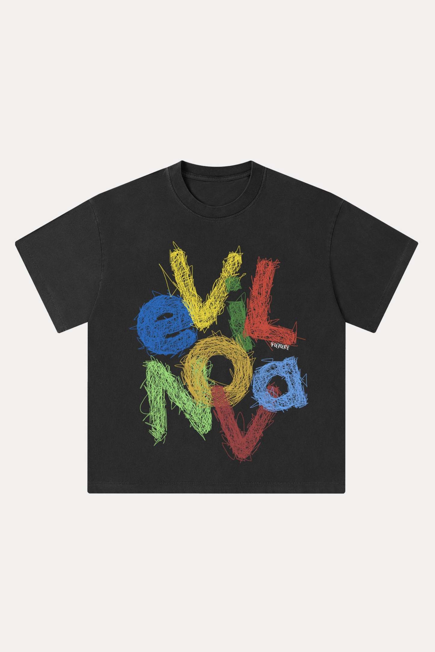 Evilnova Scrawl Logo Washed Streetwear T-Shirt-Evilnova