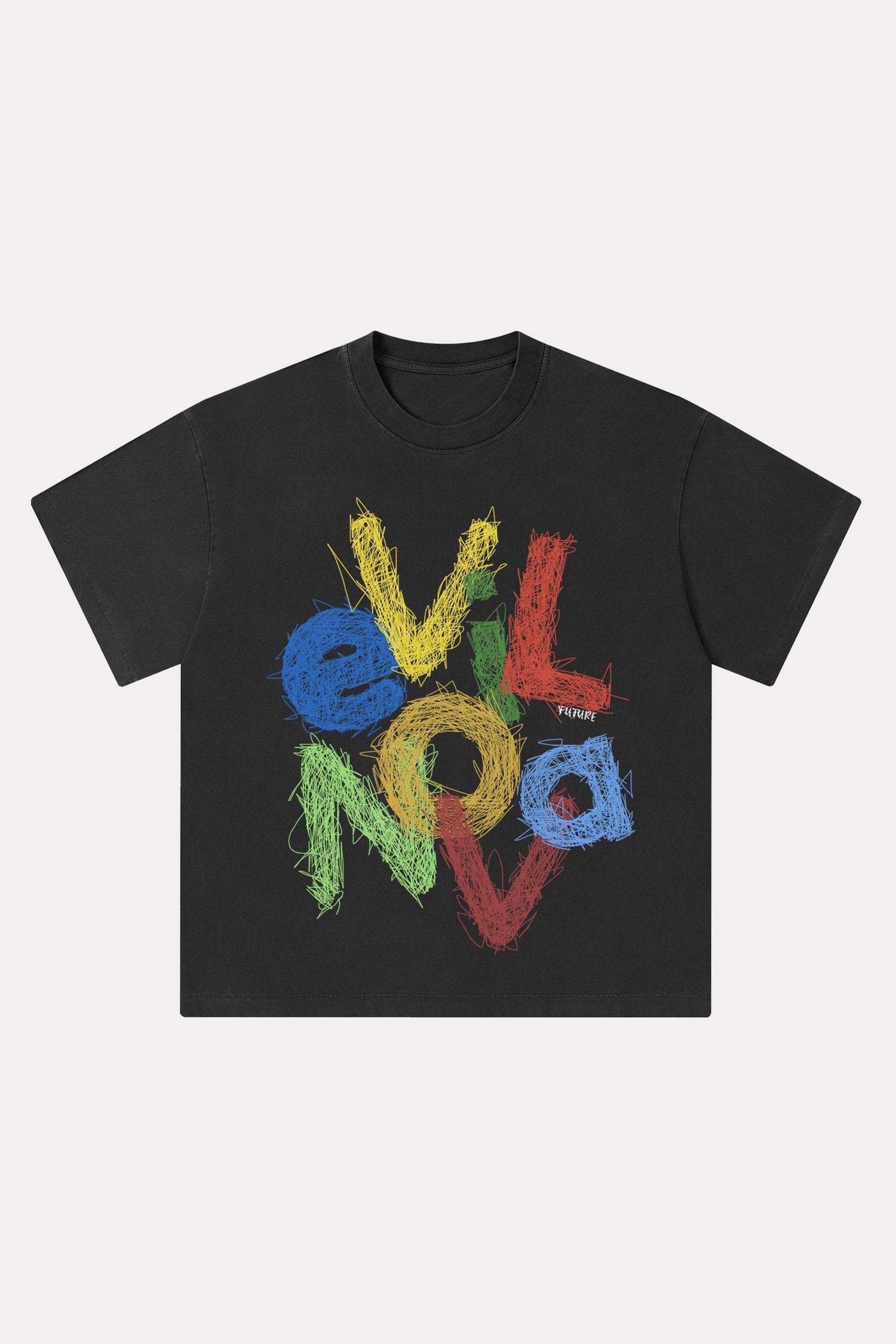 Evilnova Scrawl Logo Washed Streetwear T-Shirt-Evilnova