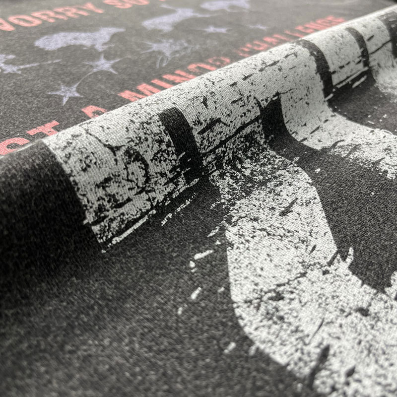 Evilnova Don't Worry So Much Washed Fake Two-Piece Print Long Sleeve Tee