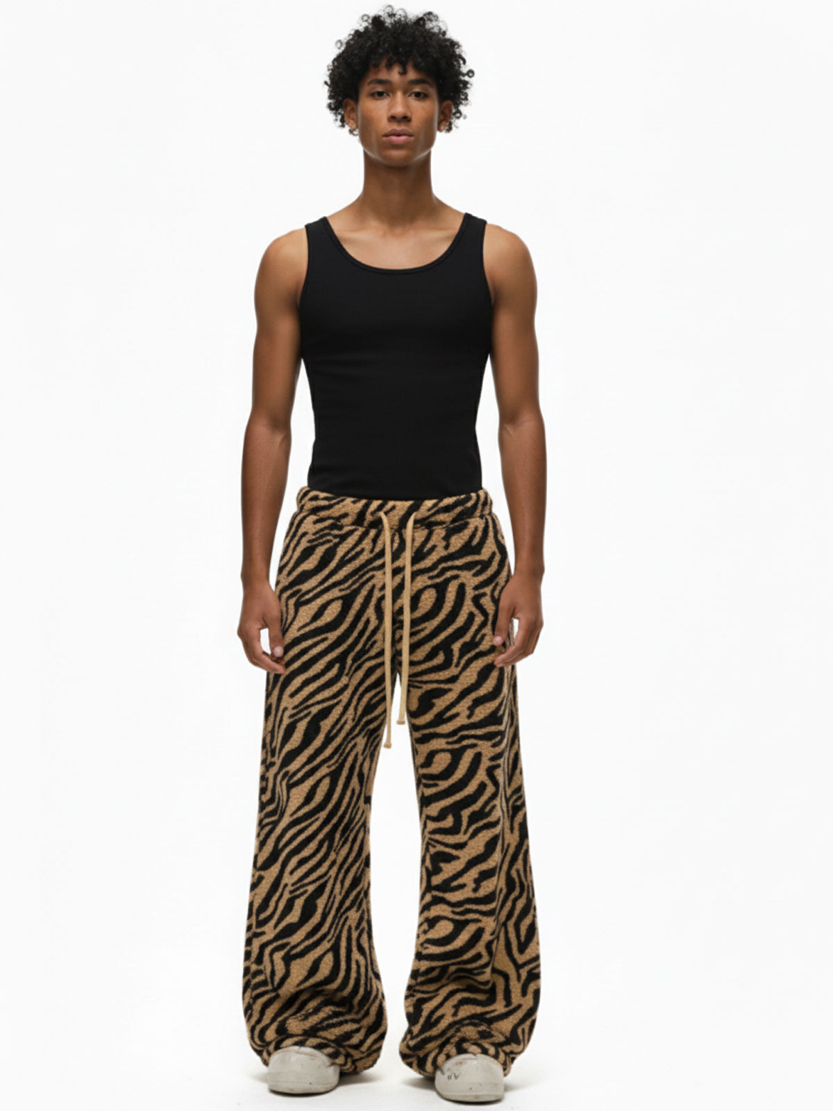 Evilnova Retro Tiger Print Wide-Leg Lounge Barrel Pants