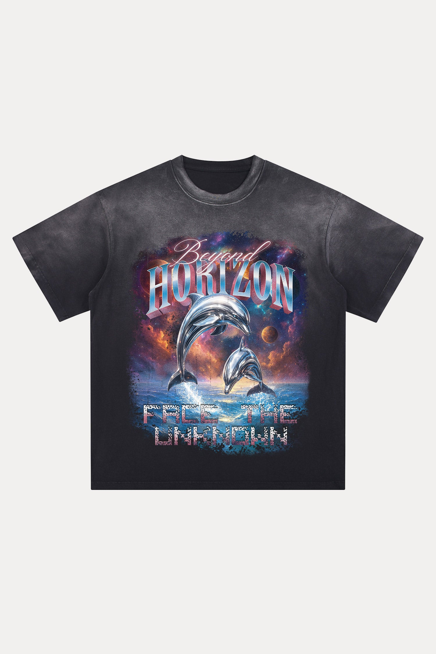 Evilnova Beyond Horizons Distressed Washed T-Shirt-Evilnova