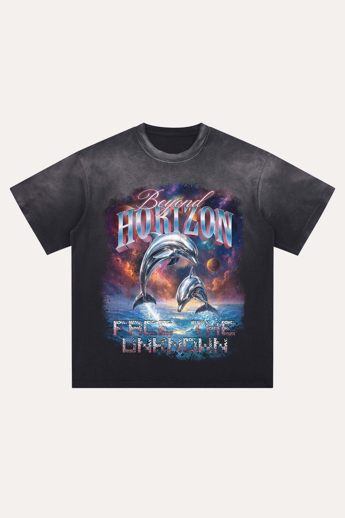 Evilnova Beyond Horizons Distressed Washed T-Shirt-Evilnova