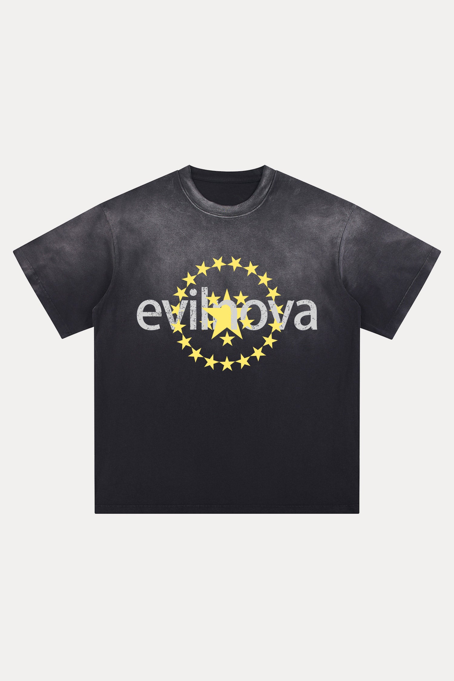 Evilnova Star Distressed Washed T-Shirt-Evilnova
