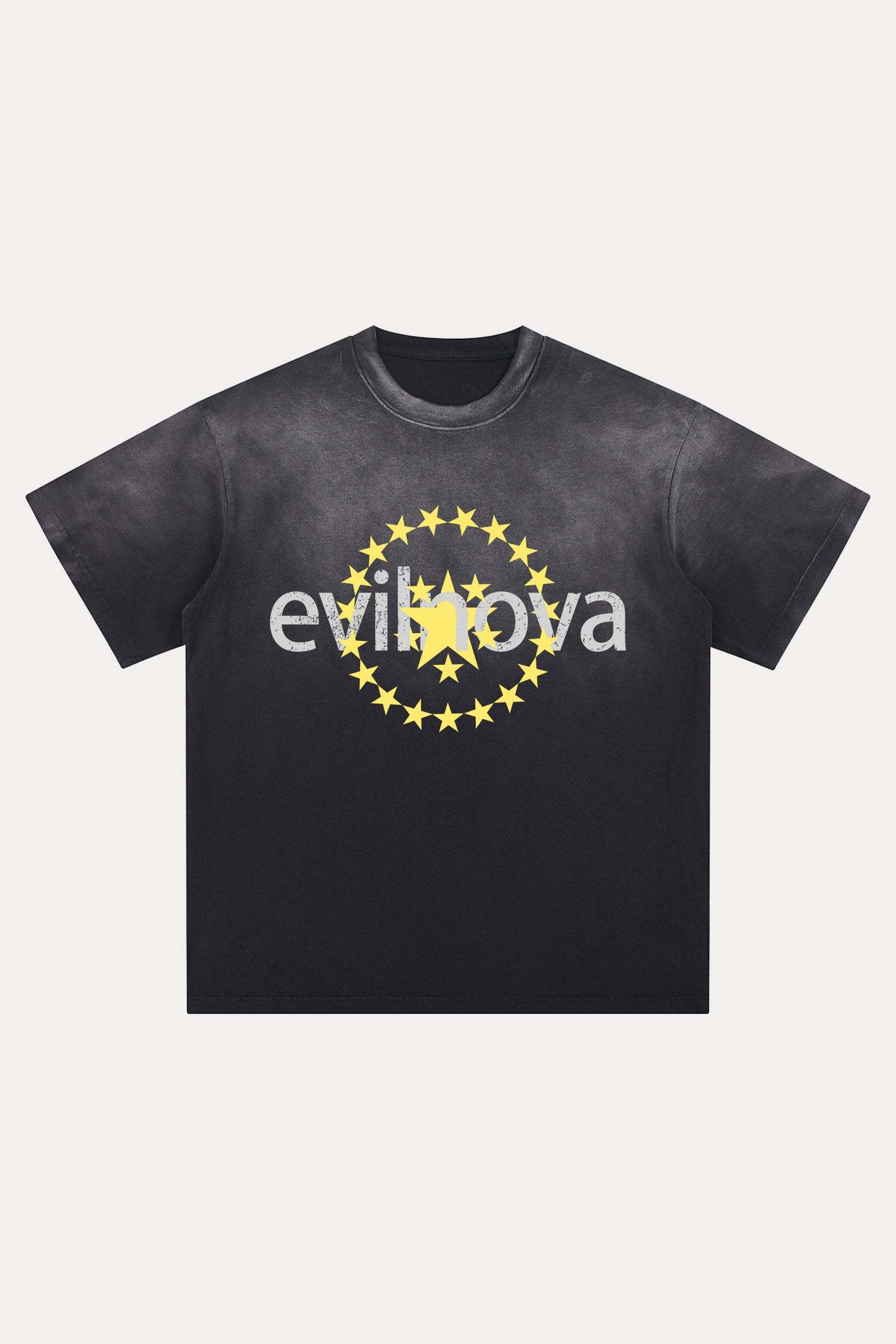 Evilnova Star Distressed Washed T-Shirt-Evilnova