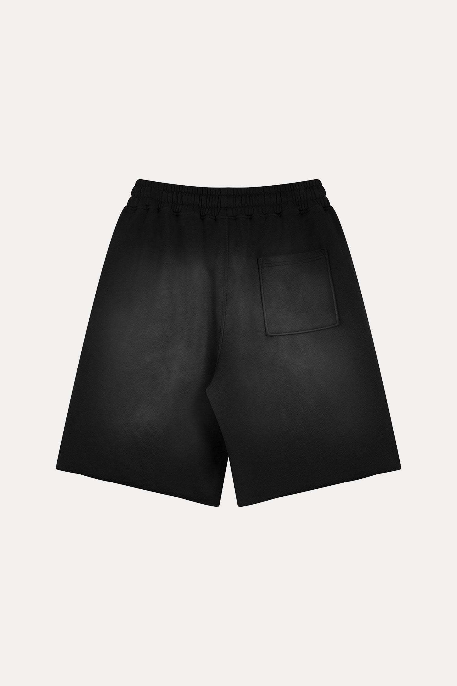 Evilnova Black Flame Washed Raw-Hem Sweatshorts-Evilnova