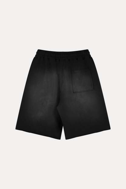 Evilnova Black Flame Washed Raw-Hem Sweatshorts-Evilnova