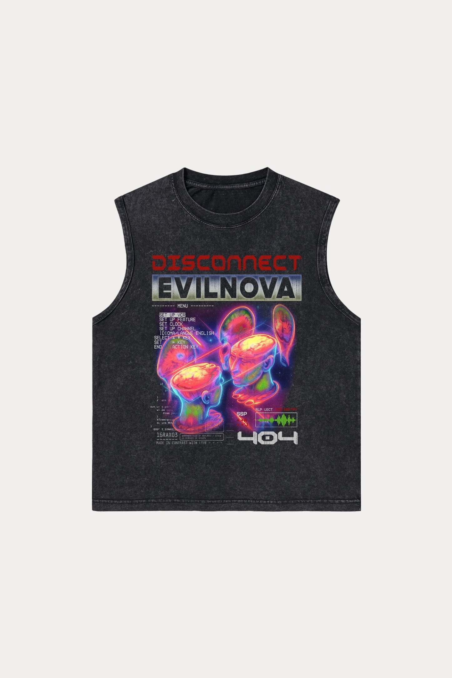 Evilnova Disconnect  Washed Tank Top-Evilnova