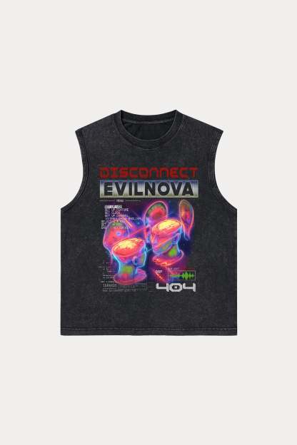 Evilnova Disconnect  Washed Tank Top-Evilnova
