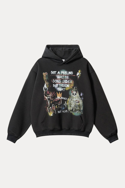 Evilnova Get a Feeling 360g Heavy-Duty Halloween Graffiti Hoodie
