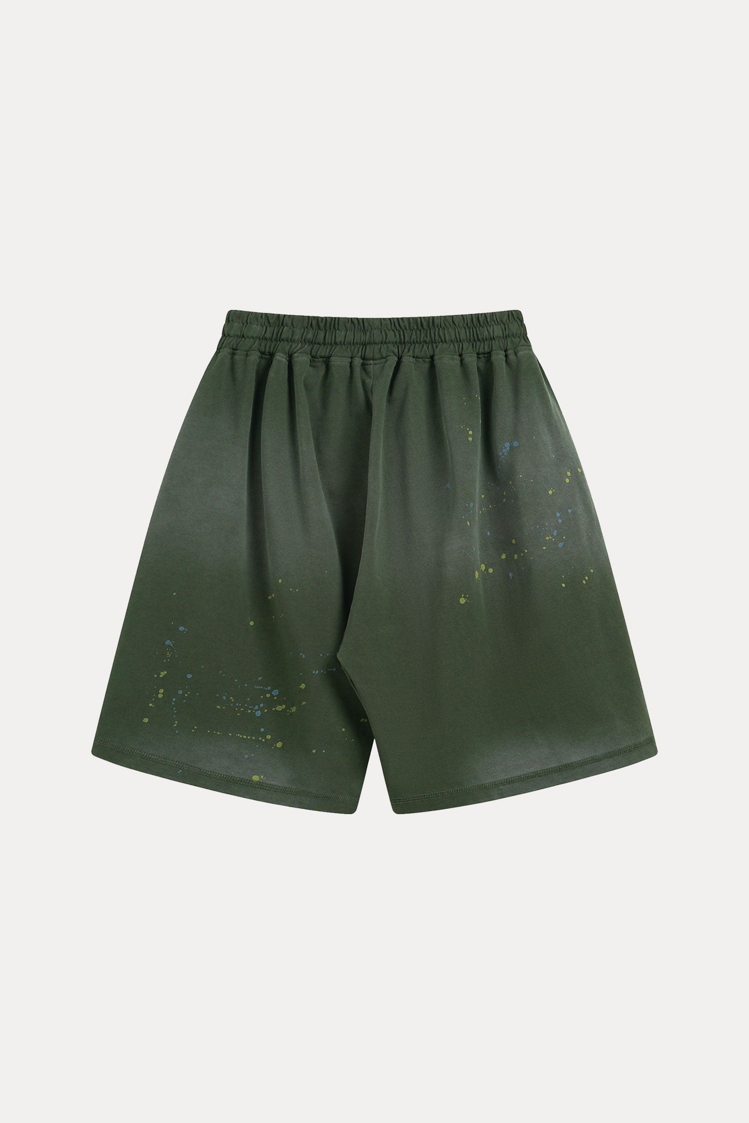 Evilnova Green Basic Logo Distressed Paint Splatter Sweatshorts-Evilnova