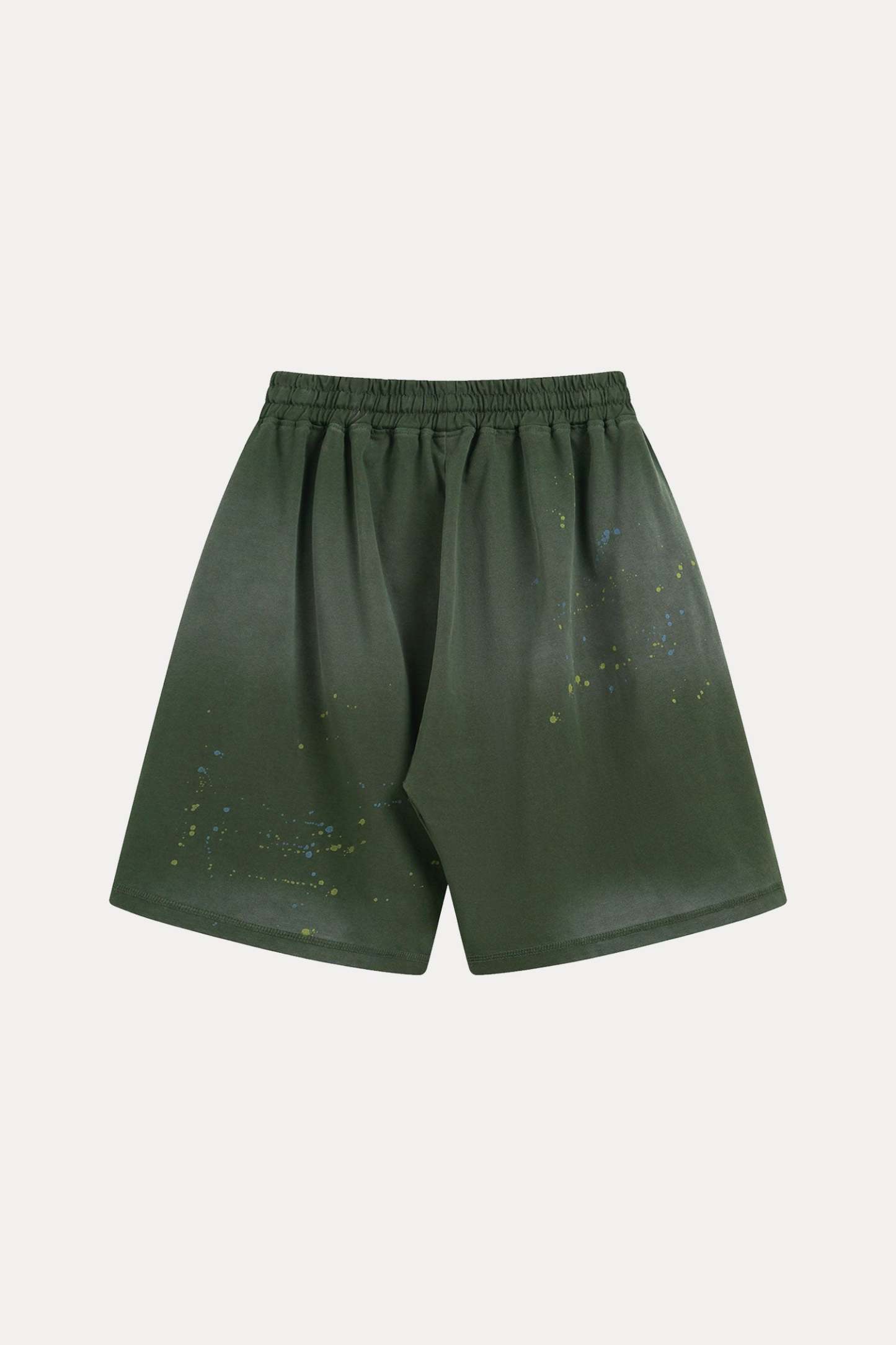 Evilnova Green Basic Logo Distressed Paint Splatter Sweatshorts-Evilnova