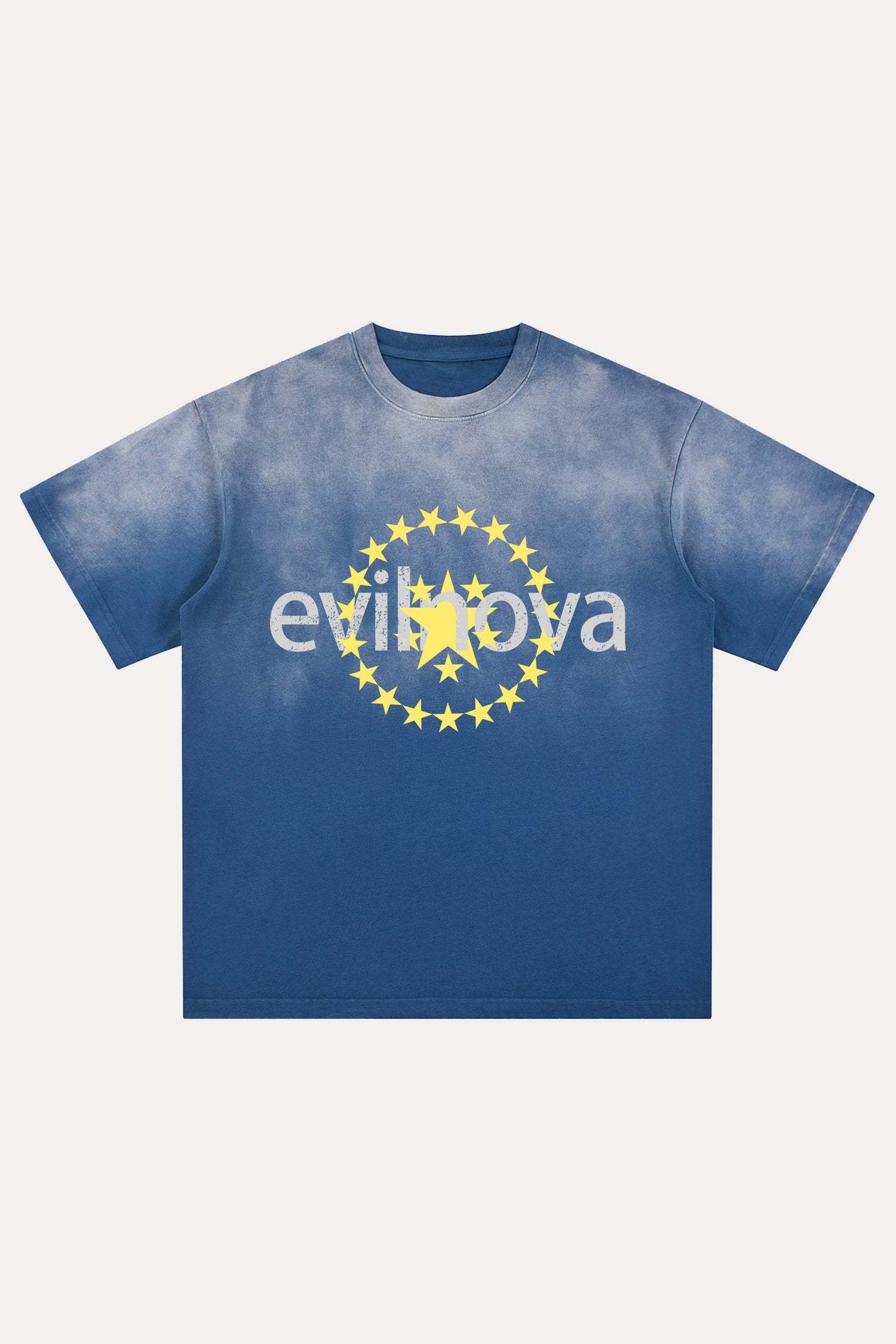 Evilnova Star Distressed Washed T-Shirt-Evilnova