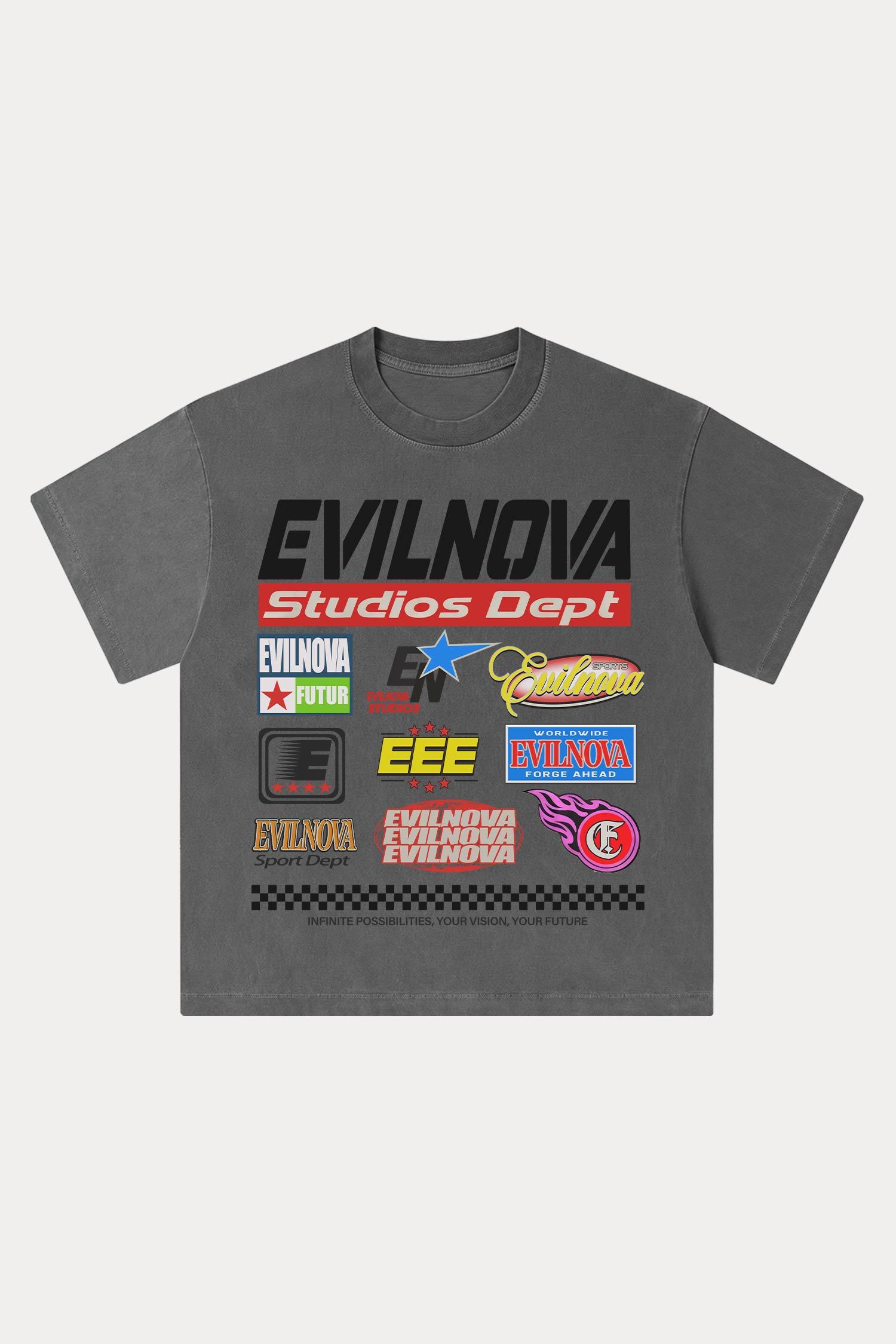 Evilnova Studios Dept Washed Streetwear T-Shirt-Evilnova