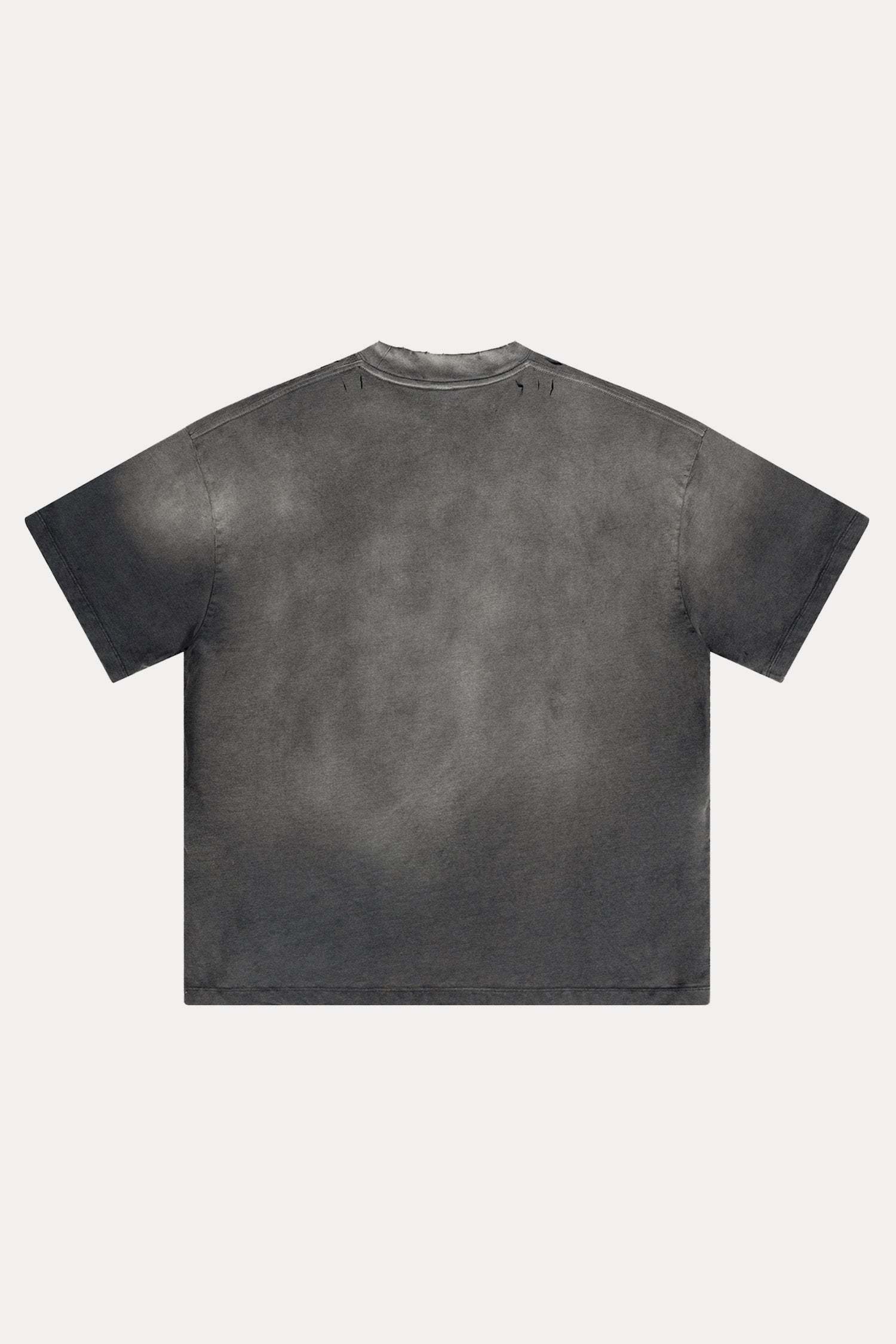 Evilnova Dark Gray U.S.A Logo Distressed Washed T-Shirt-Evilnova