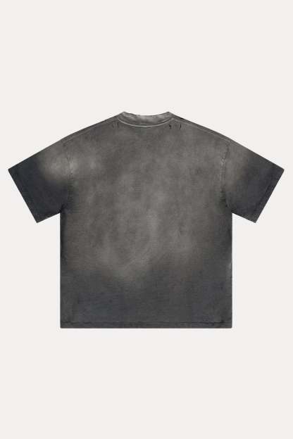 Evilnova Dark Gray U.S.A Logo Distressed Washed T-Shirt-Evilnova