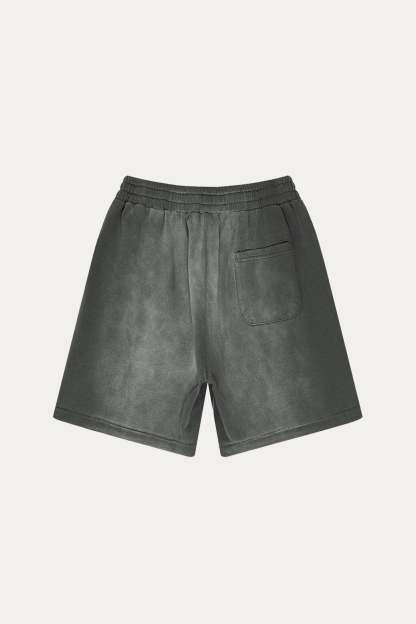 Evilnova Vintage Dark Gray Washed Distressed Tank Top & Sweatshorts Set-Evilnova