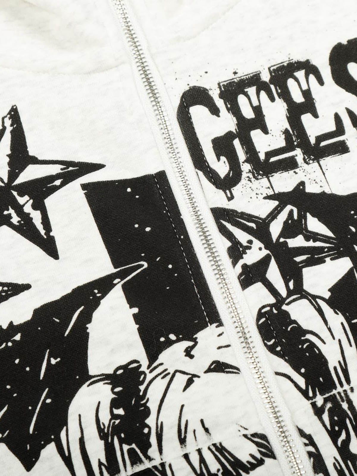 Evilnova Retro Fur Collar Cartoon Pattern Zip Up Hoodie