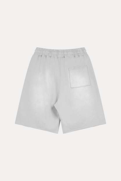 Evilnova Light Gray Flame Washed Raw-Hem Sweatshorts-Evilnova