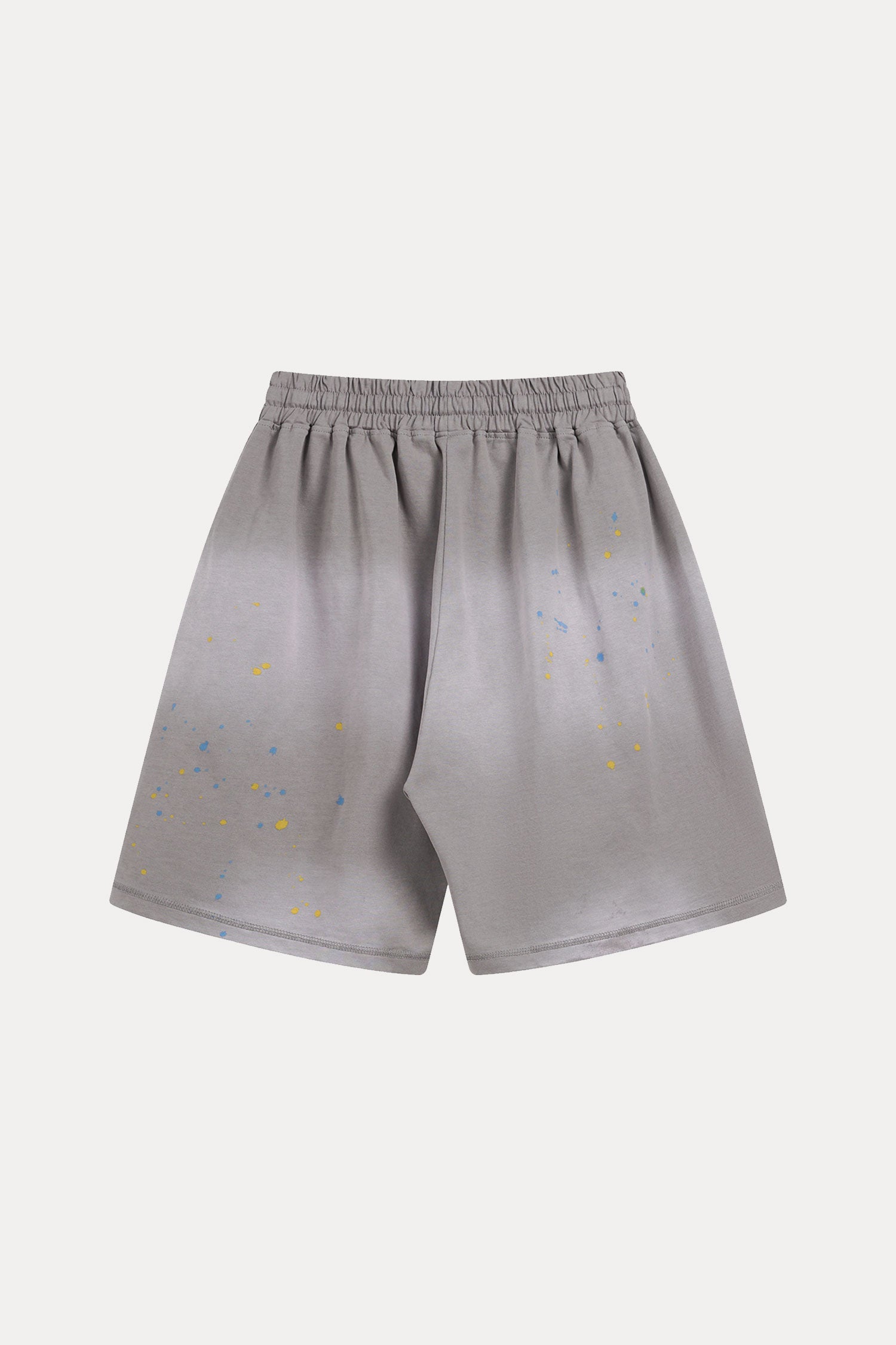 Evilnova Gray Basic Logo Distressed Paint Splatter Sweatshorts-Evilnova