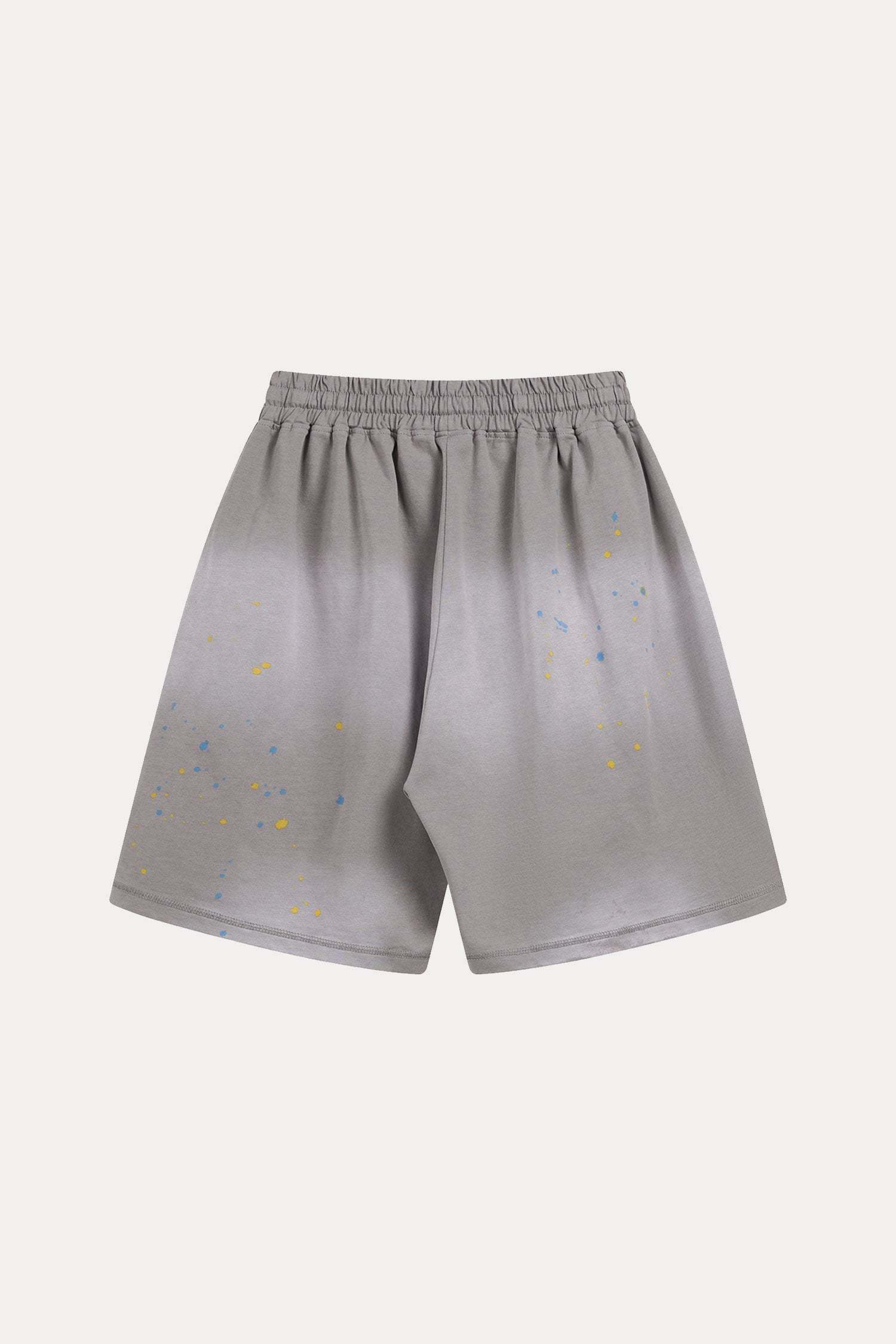 Evilnova Gray Basic Logo Distressed Paint Splatter Sweatshorts-Evilnova
