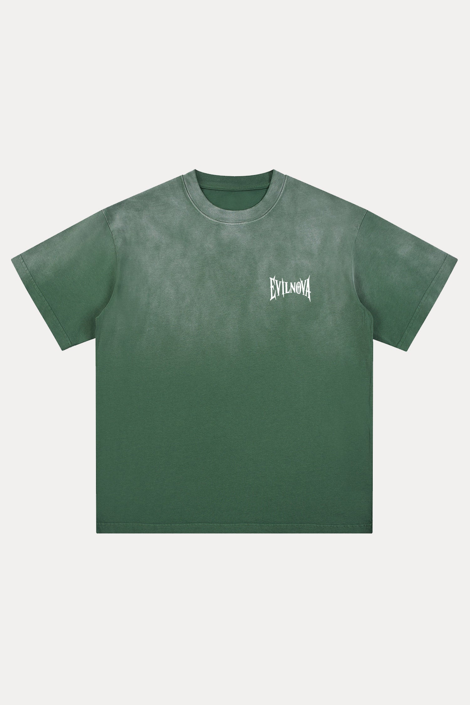 Evilnova Grass Green Basic Logo Distressed Washed T-Shirt-Evilnova