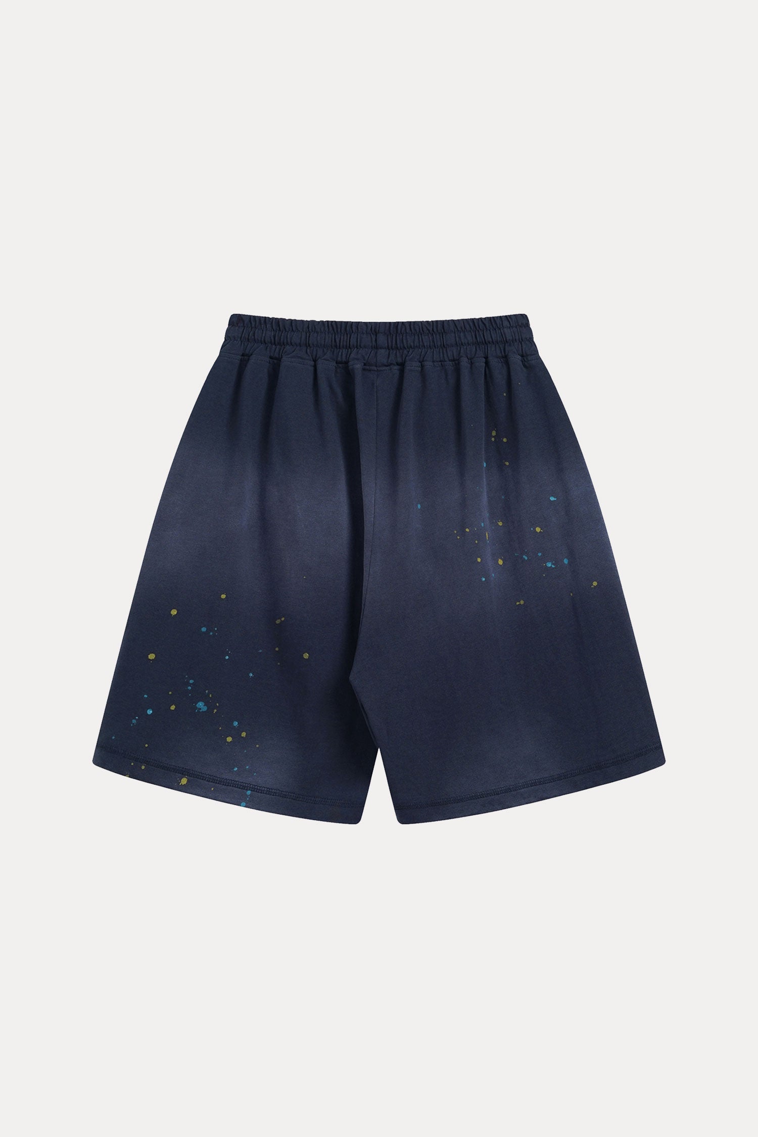Evilnova Navy Basic Logo Distressed Paint Splatter Sweatshorts-Evilnova