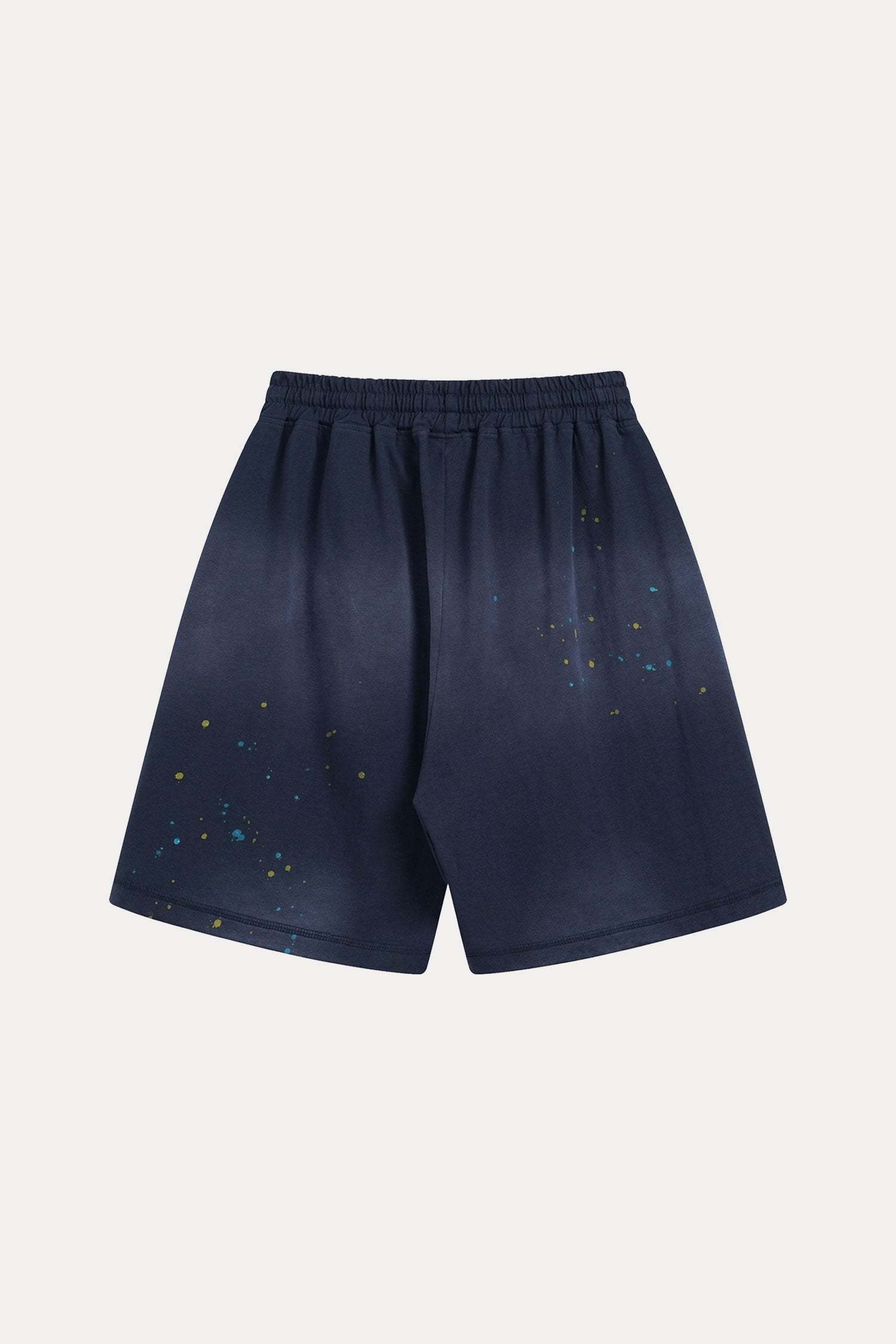 Evilnova Navy Basic Logo Distressed Paint Splatter Sweatshorts-Evilnova