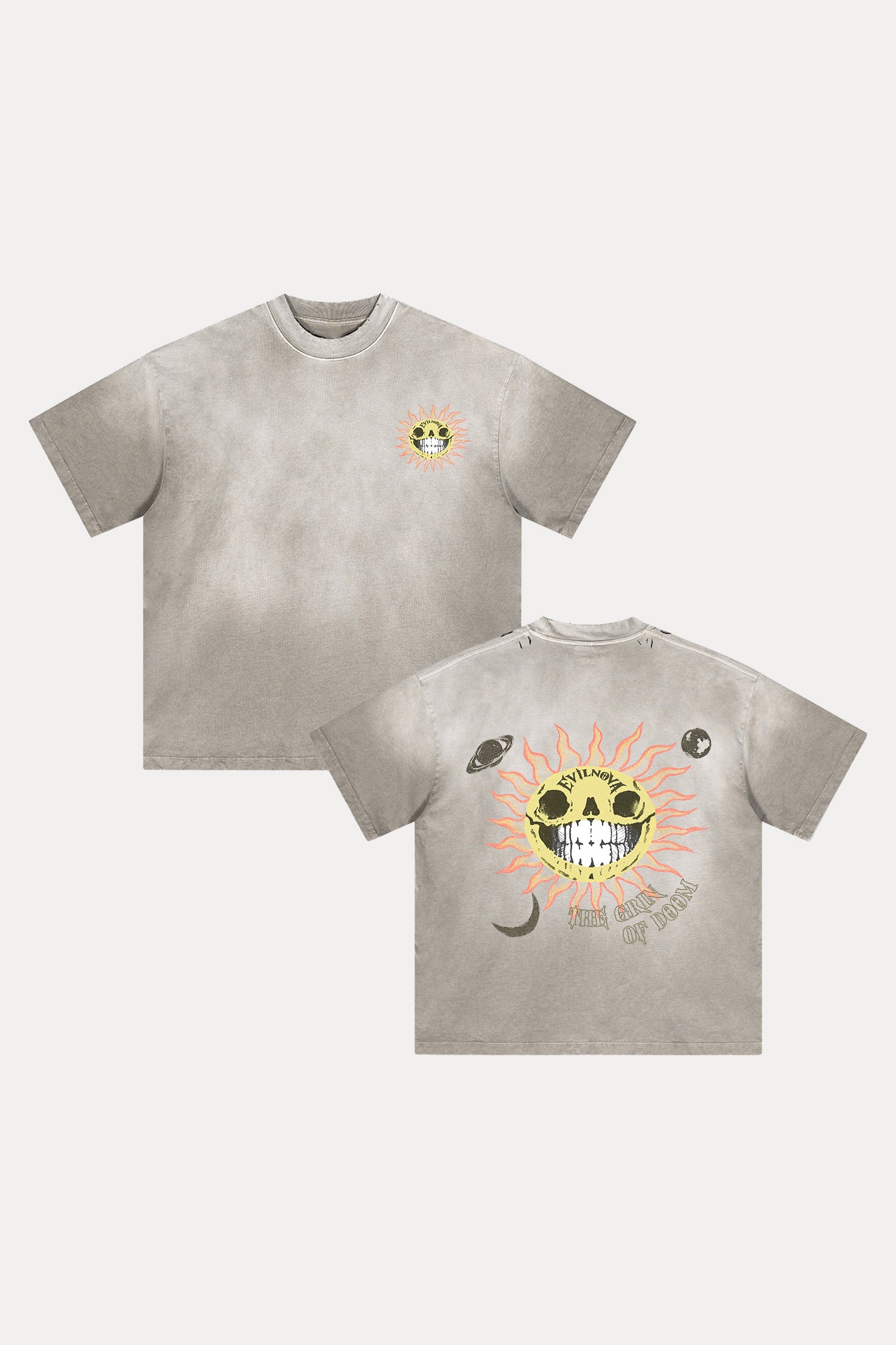 Evilnova The Grin of Doom Distressed Washed T-Shirt-Evilnova