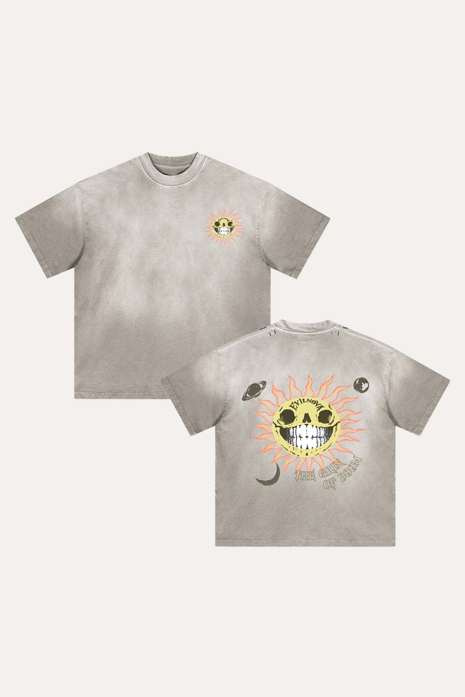 Evilnova The Grin of Doom Distressed Washed T-Shirt-Evilnova