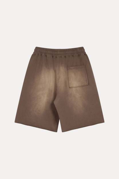 Evilnova Coffee Flame Washed Raw-Hem Sweatshorts-Evilnova