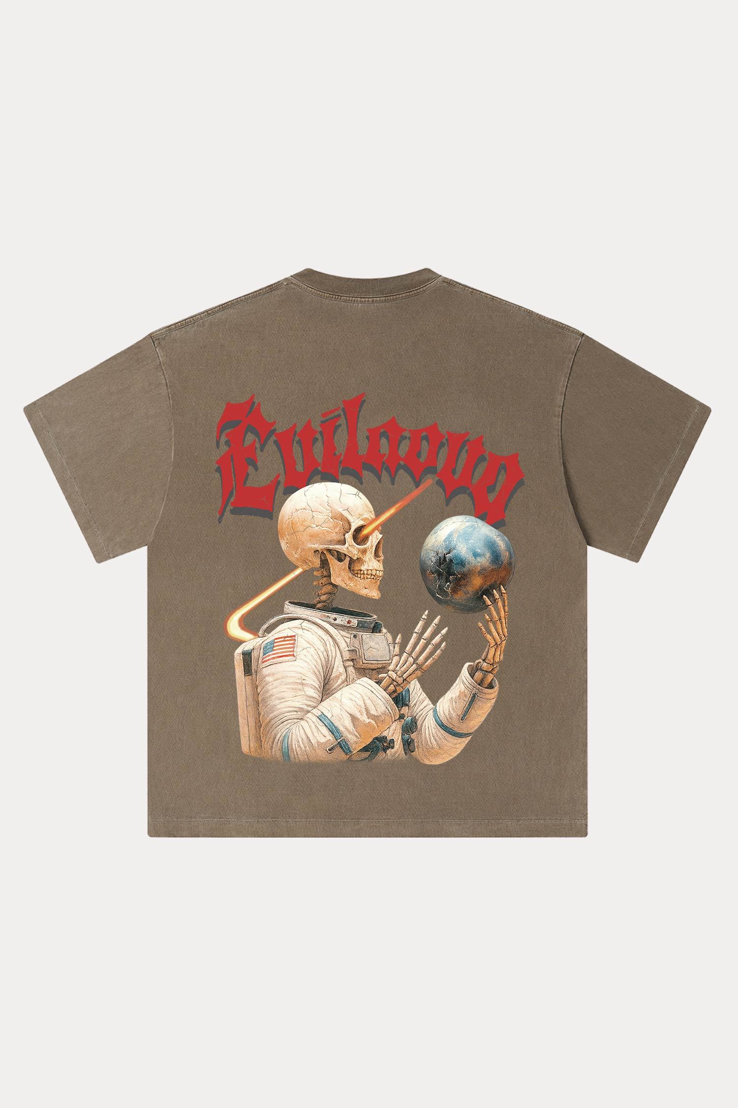 Evilnova Cosmic Explorer Washed Streetwear T-Shirt-Evilnova