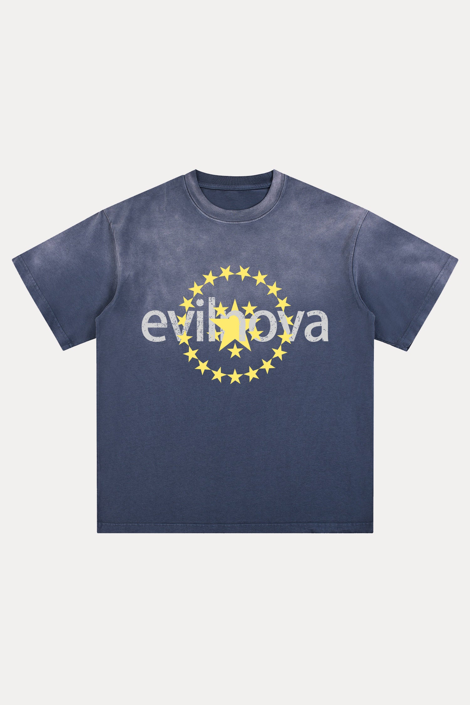 Evilnova Star Distressed Washed T-Shirt-Evilnova
