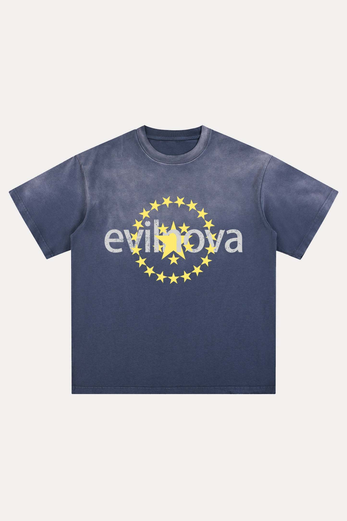 Evilnova Star Distressed Washed T-Shirt-Evilnova