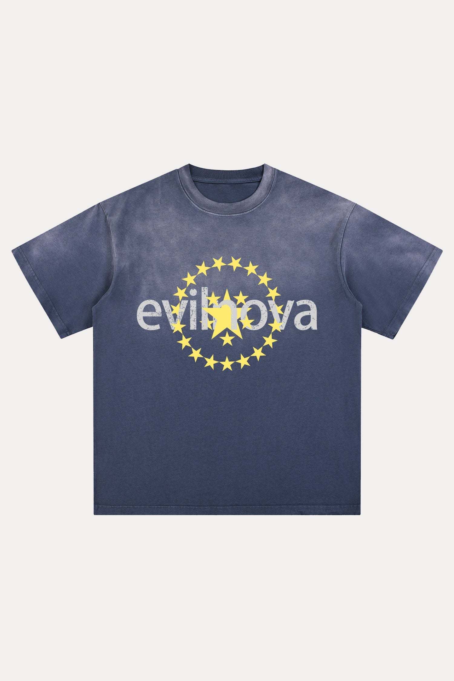 Evilnova Star Distressed Washed T-Shirt-Evilnova