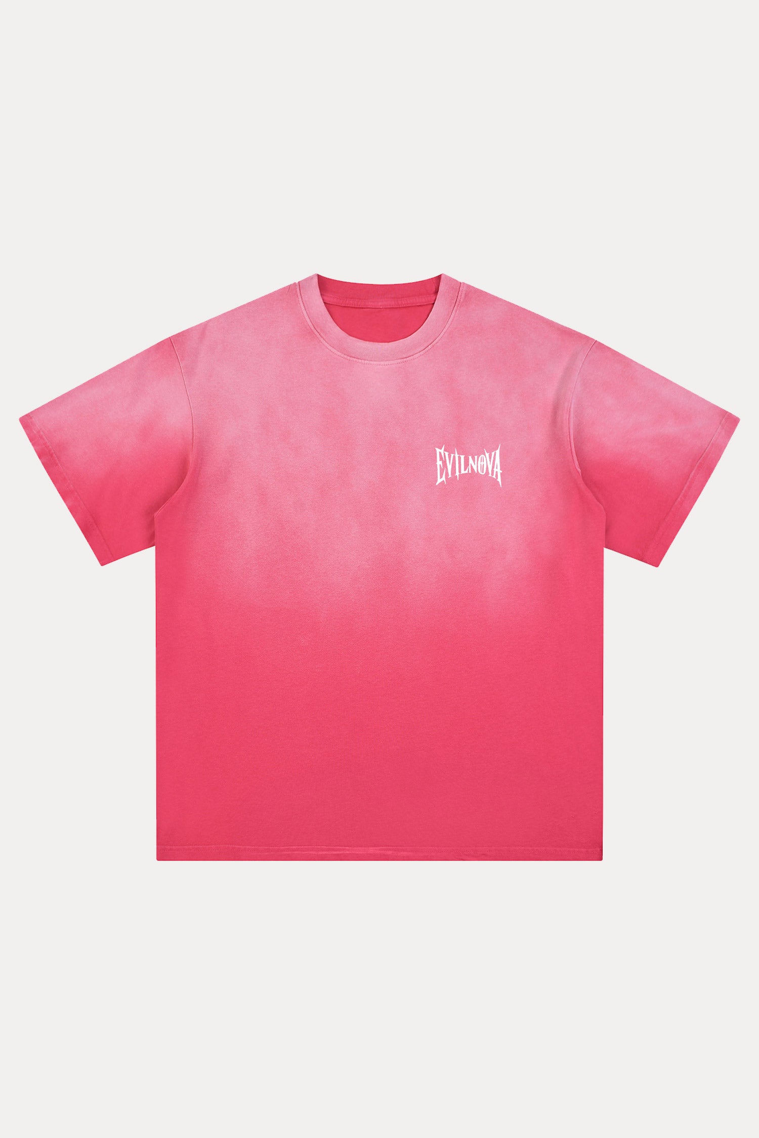 Evilnova Rose Red Basic Logo Distressed Washed T-Shirt-Evilnova