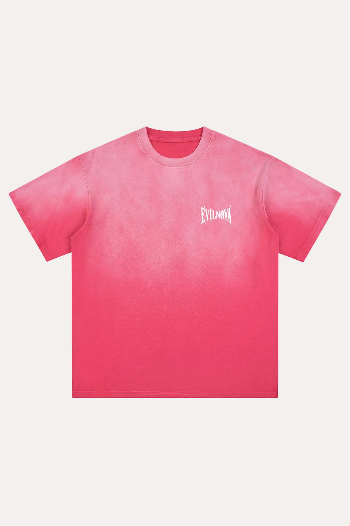 Evilnova Rose Red Basic Logo Distressed Washed T-Shirt-Evilnova