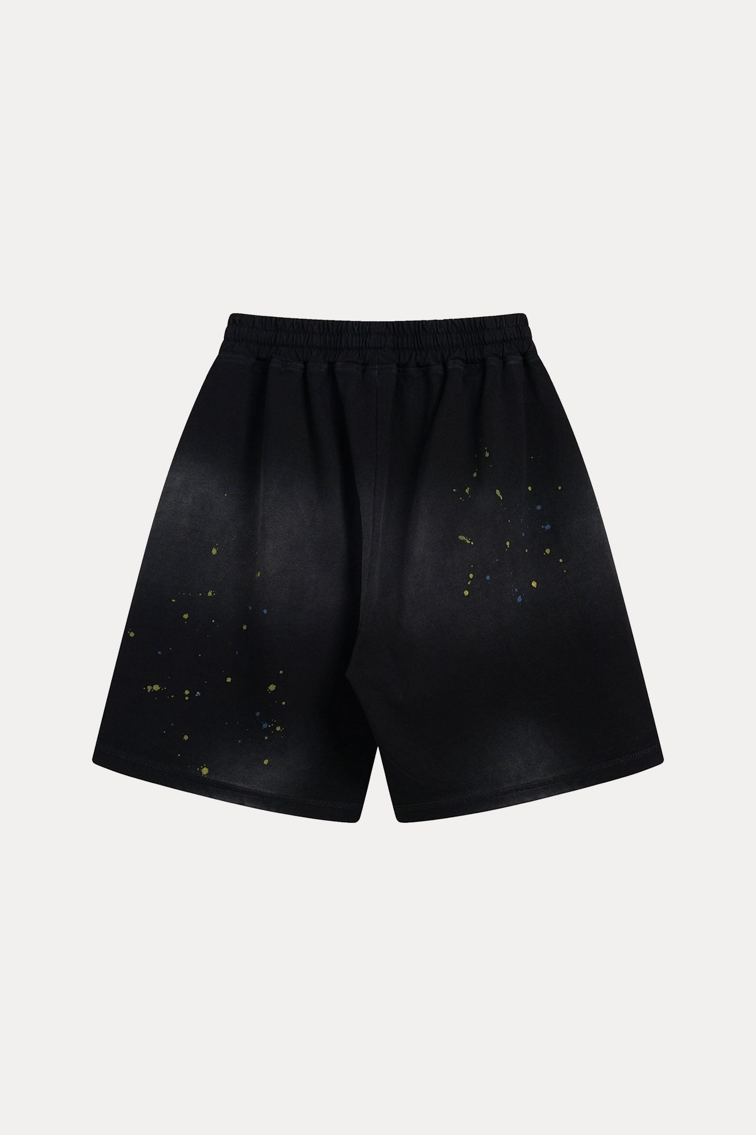 Evilnova Black Basic Logo Distressed Paint Splatter Sweatshorts-Evilnova