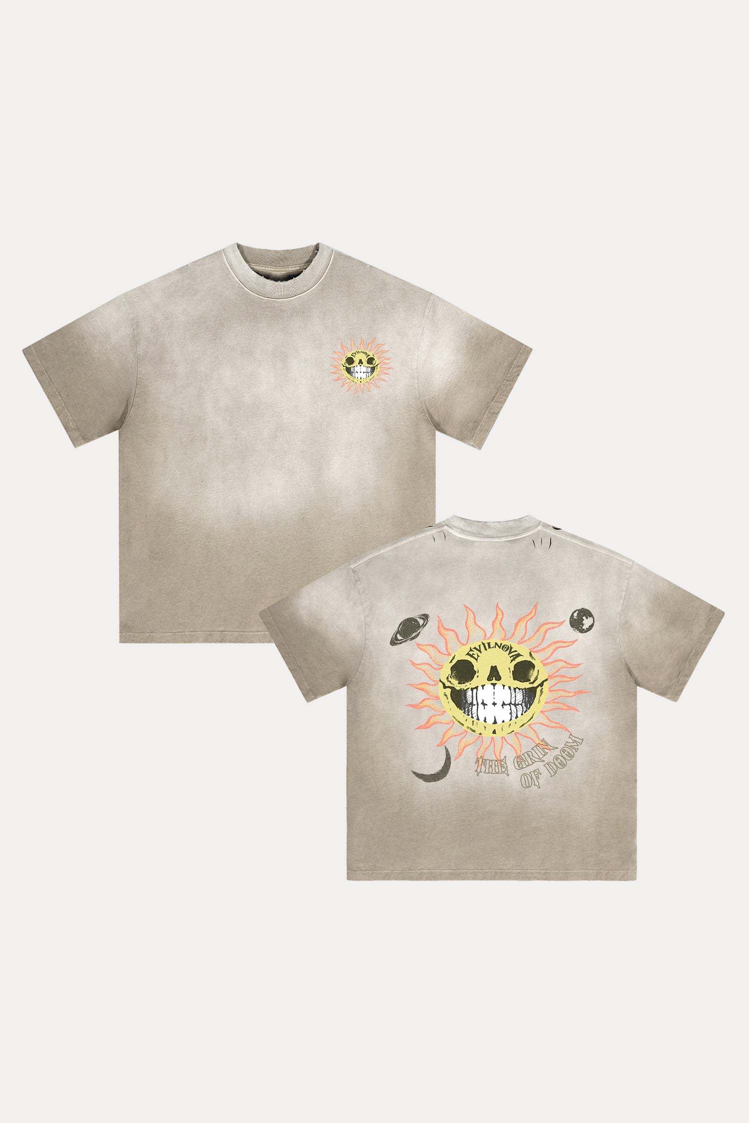 Evilnova The Grin of Doom Distressed Washed T-Shirt-Evilnova