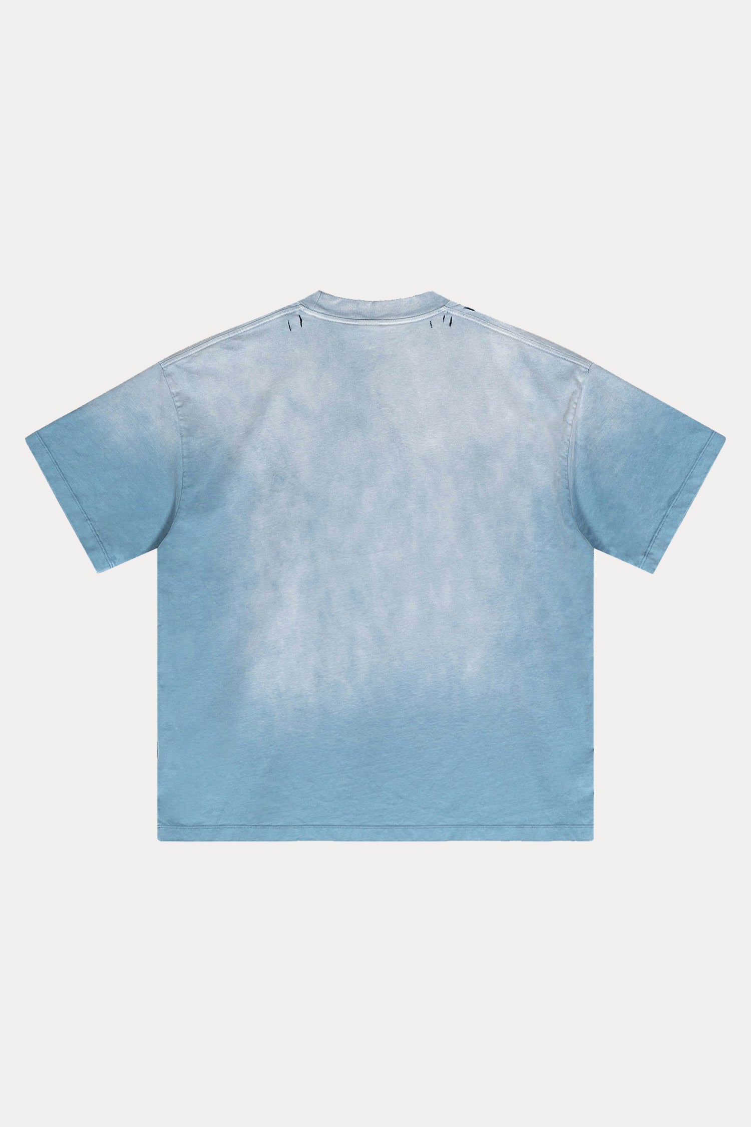 Evilnova Blue U.S.A Logo Distressed Washed T-Shirt-Evilnova