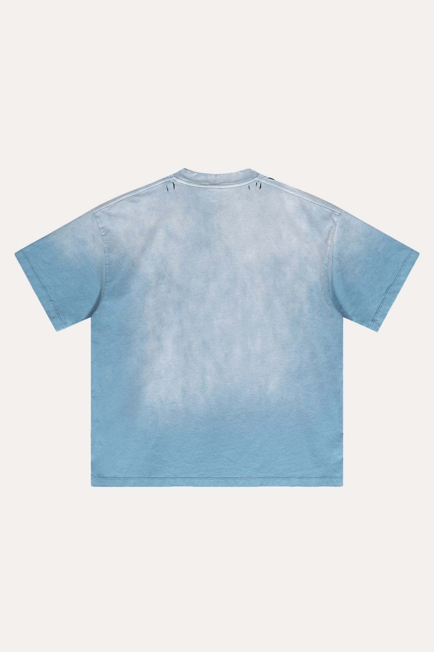 Evilnova Blue U.S.A Logo Distressed Washed T-Shirt-Evilnova