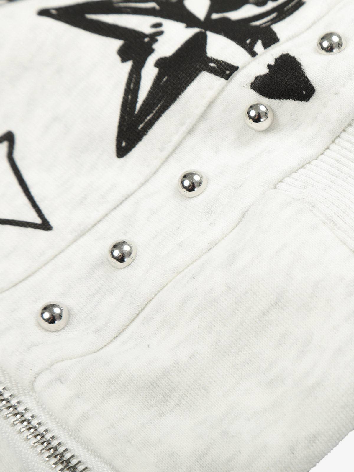 Evilnova Retro Fur Collar Cartoon Pattern Zip Up Hoodie