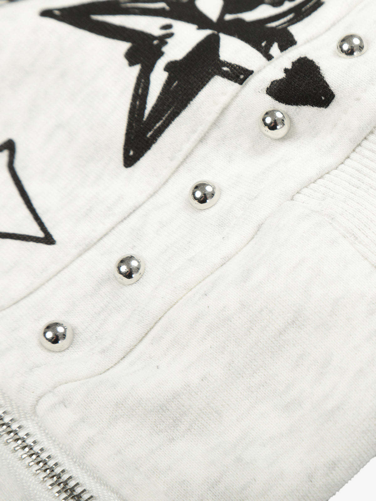 Evilnova Retro Fur Collar Cartoon Pattern Zip Up Hoodie