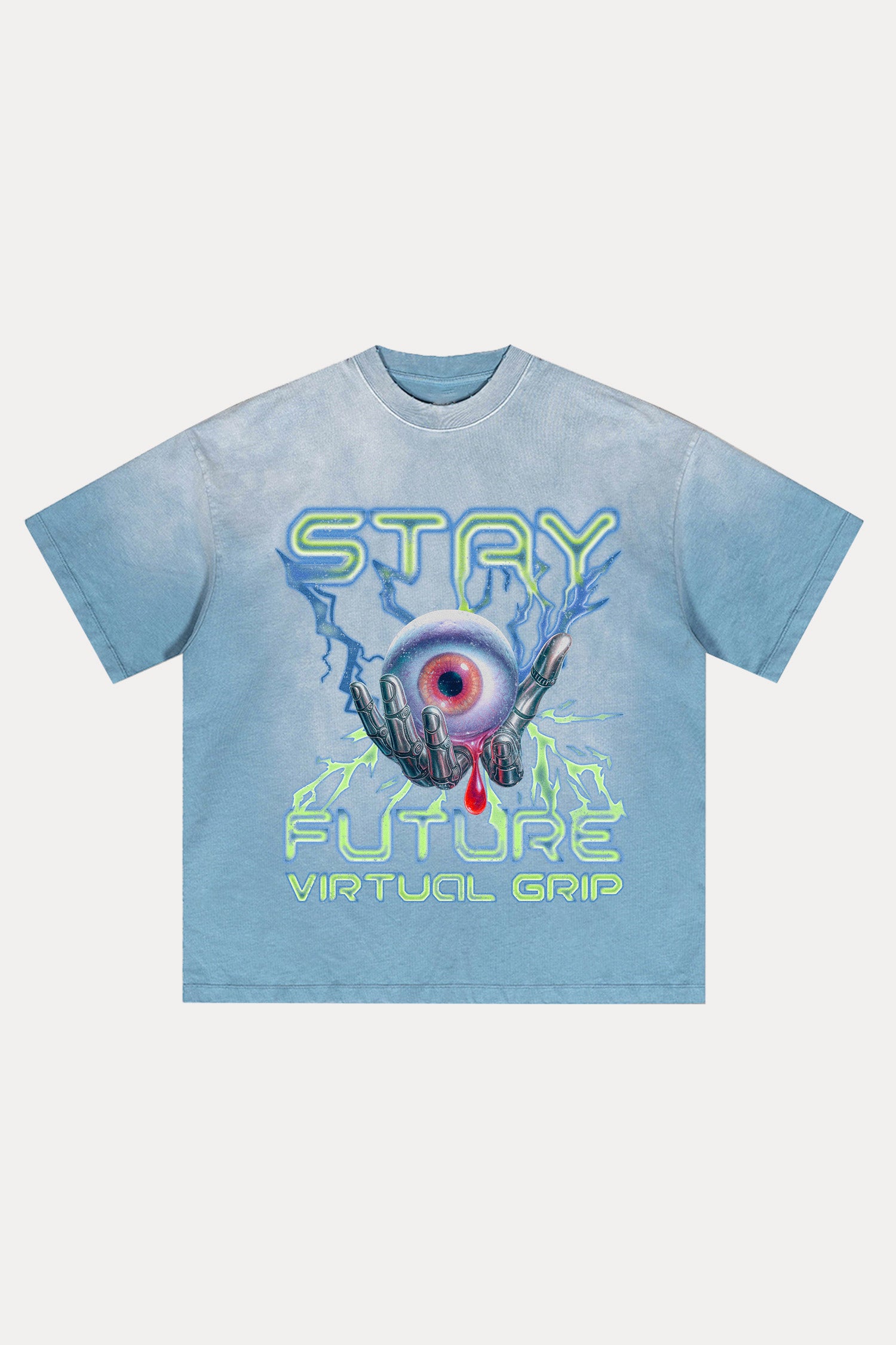 Evilnova Stay Future Distressed Washed T-Shirt-Evilnova