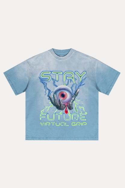 Evilnova Stay Future Distressed Washed T-Shirt-Evilnova